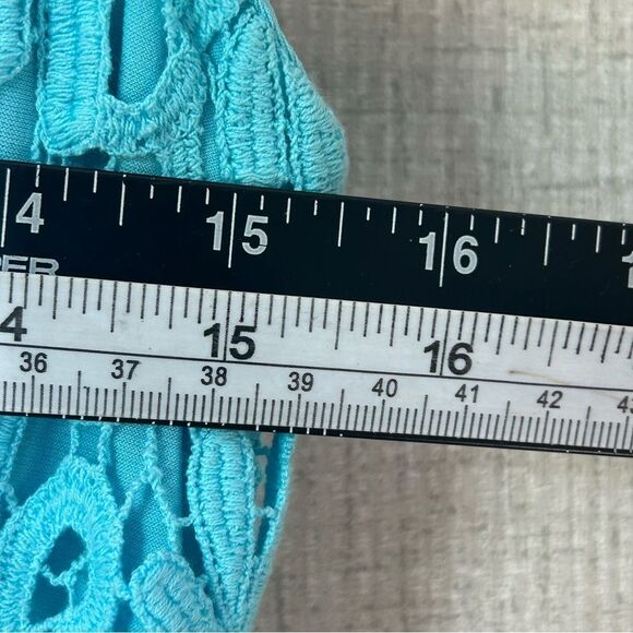 Lauren Ralph Lauren Dress A-Line Lace Sleeveless Career Size 8 LRL Turquoise - Picture 7 of 8